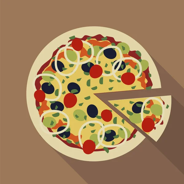 Піца Плоска Тінями Векторна Ілюстрація — Безкоштовне стокове фото