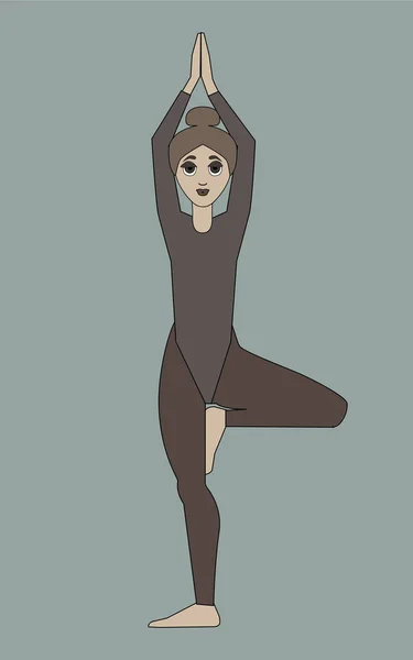 Chica Practicando Yoga Ilustración Vectorial — Vector de stock