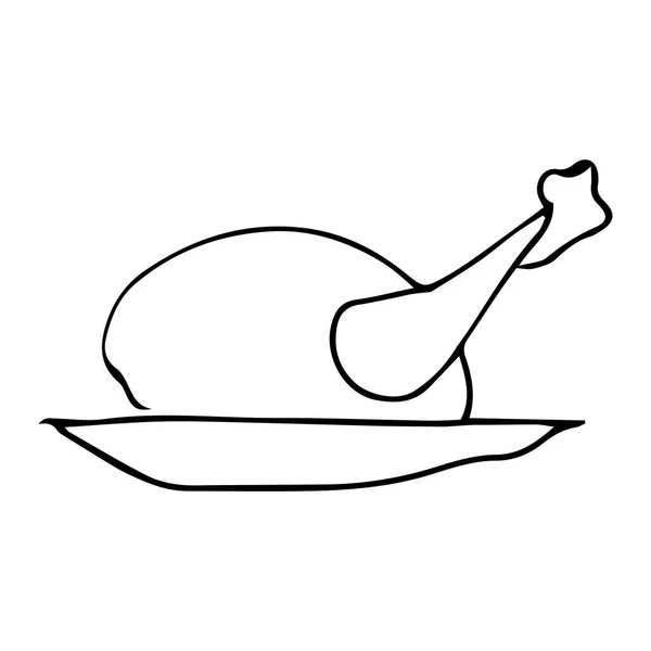 Grilled Chicken Vector Hand Drawing — 图库矢量图片
