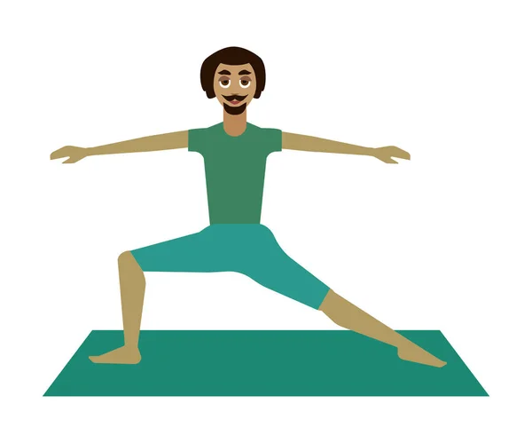 Hombre Practicando Yoga Ilustración Vectorial Sobre Fondo Blanco — Vector de stock