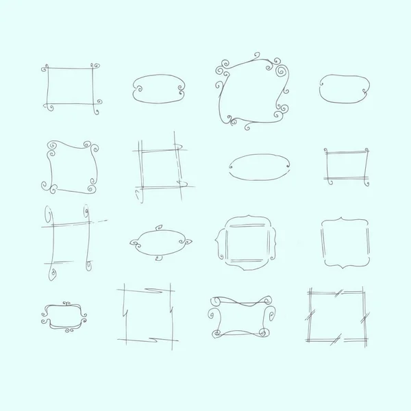 Frames Set Decorative Elements Hand Drawn Vector Illustration — Stock Vector