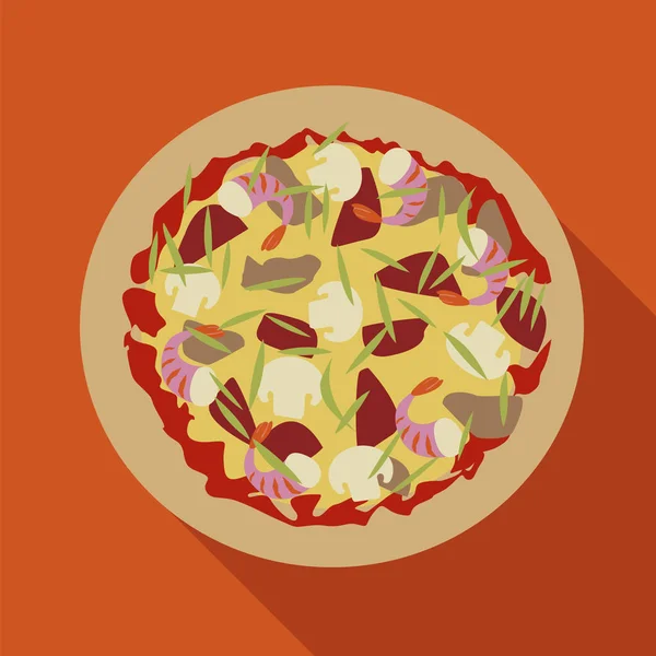 Pizza Datar Dengan Bayangan Vektor Ilustrasi - Stok Vektor