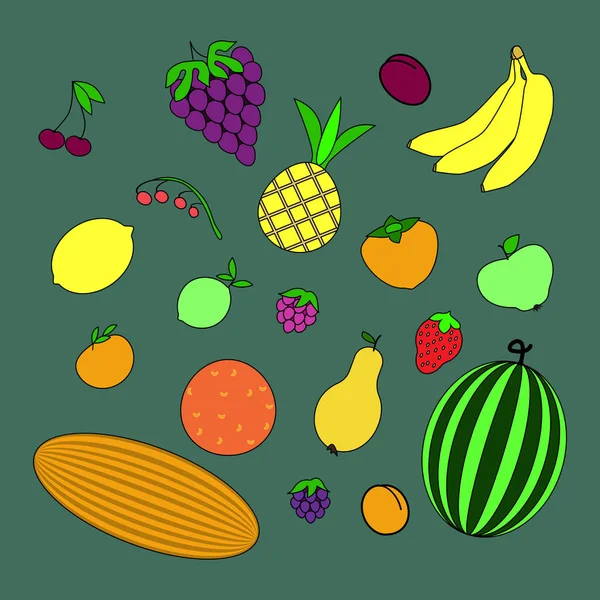 Fruit Set Vector Illustration — Stock Vector