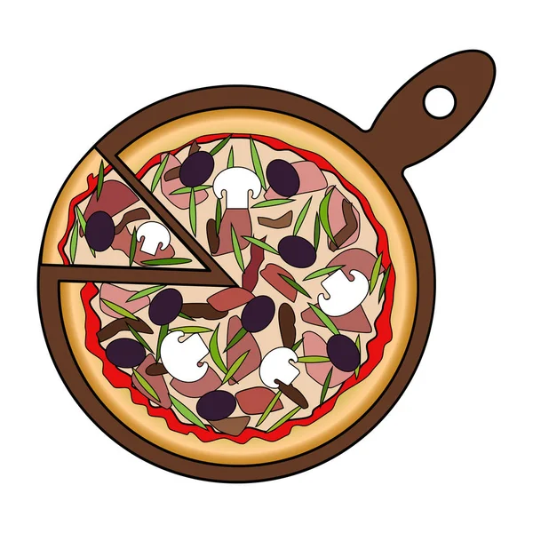 Pizza Med Svamp Vektorillustration — Stock vektor