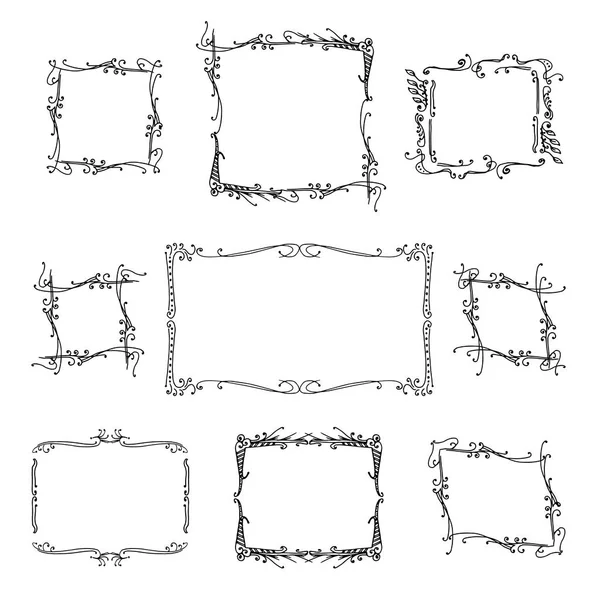 Set Frames Handgetekende Vectorillustratie — Stockvector