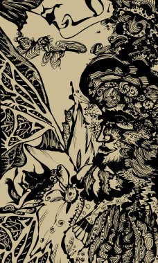 Soyutlama. El çizimi vektör grafik illüstrasyon.