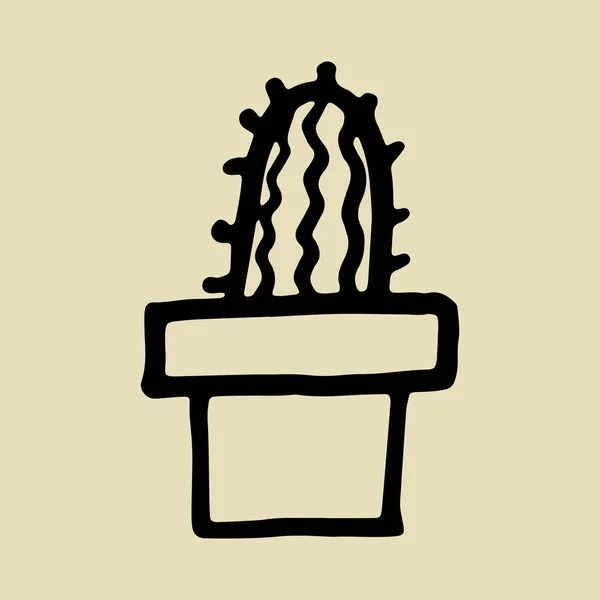 Cactus Într Oală Ilustrație Vectorială Desenată Manual — Vector de stoc