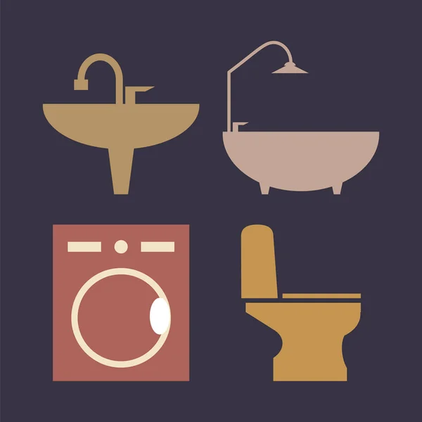 Furniture Bathroom Icon Set Vector Illustration — Stock Vector