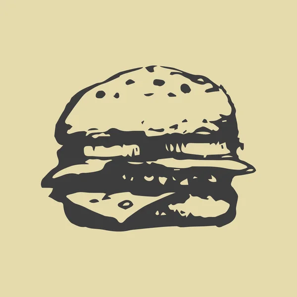 Makanan Cepat Saji Hamburger Ilustrasi Vektor Gambar Tangan - Stok Vektor