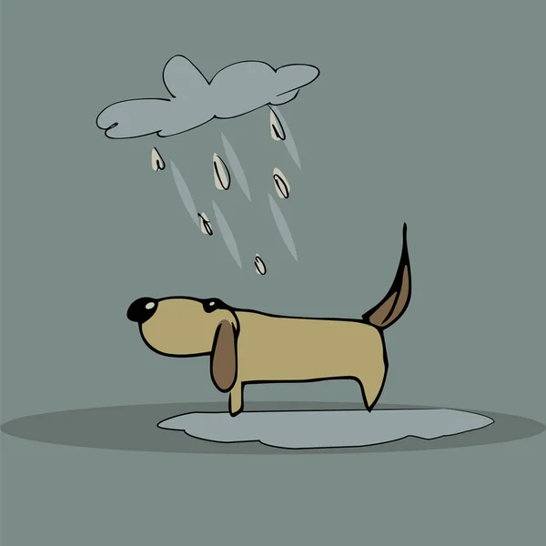 Perro Bajo Lluvia Ilustración Vectorial — Foto de stock gratuita