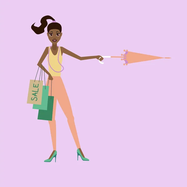 Fille Sur Shopping Illustration Vectorielle — Photo gratuite