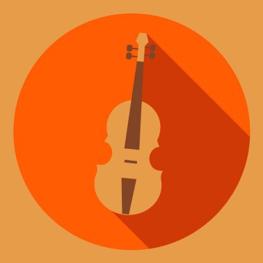 Keman simgesi. düz gölge ile. vektör