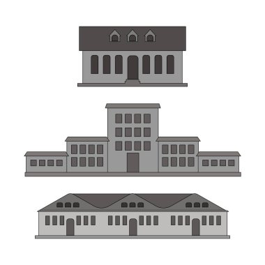 çeşitli binalar. Beyaz arka plan üzerinde vektör çizim