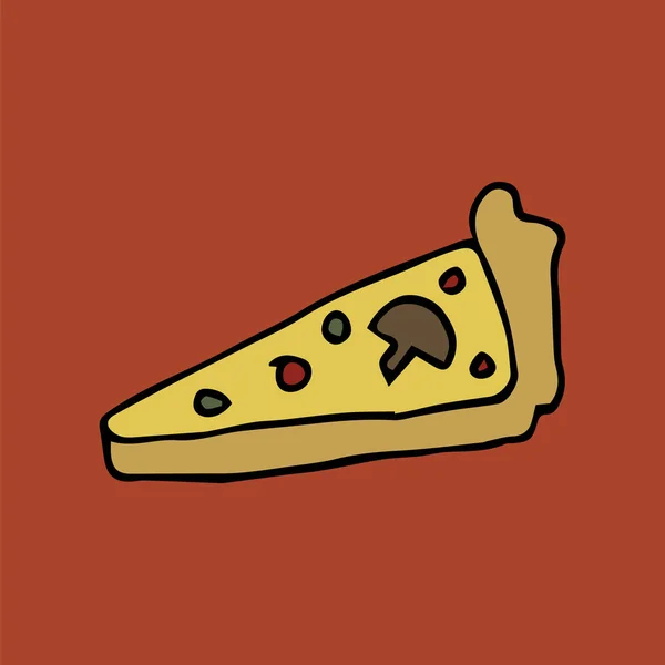 Pièce Pizza Illustration Vectorielle Dessinée Main — Image vectorielle