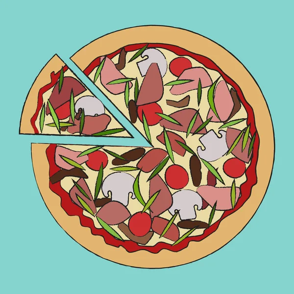Pizza Ilustrasi Vektor Pada Latar Belakang Biru — Foto Stok Gratis