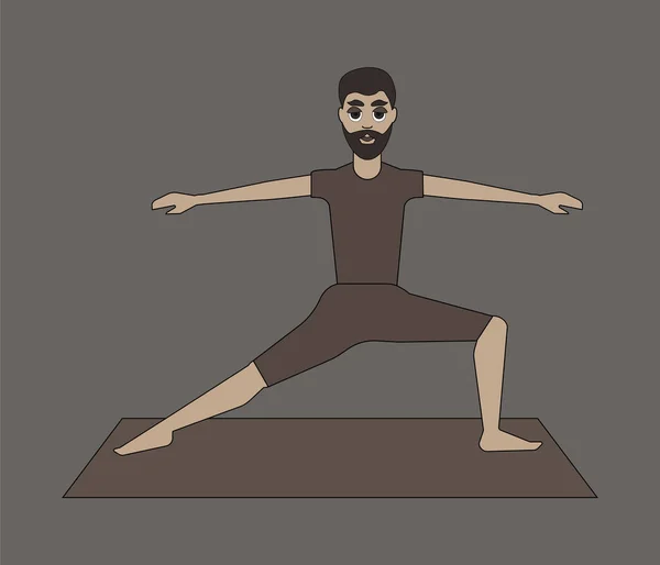 Mann Praktiziert Yoga Vektorillustration — Stockvektor