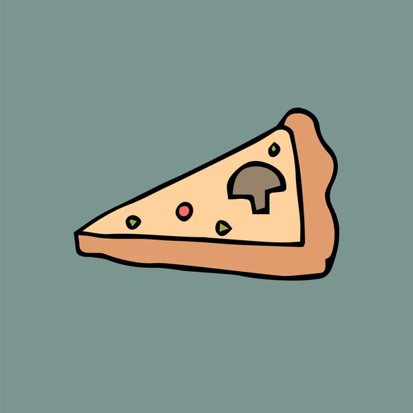 Pedaço Pizza Ilustração Vetorial Desenhada Mão —  Vetores de Stock