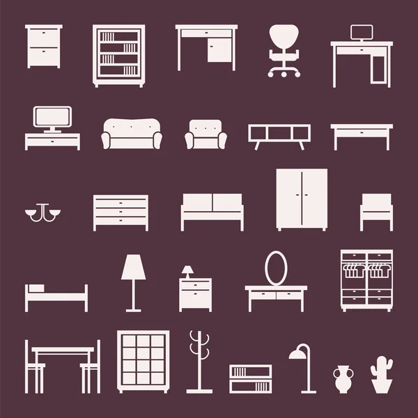 Conjunto Iconos Muebles Ilustración Vectorial — Archivo Imágenes Vectoriales