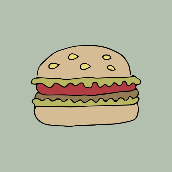 Makanan Cepat Saji Hamburger Vektor - Stok Vektor