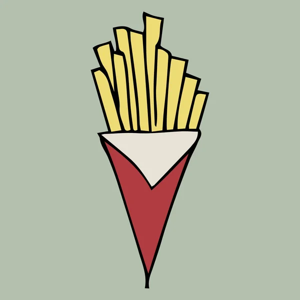 Papas Fritas Ilustración Del Vector Color — Vector de stock