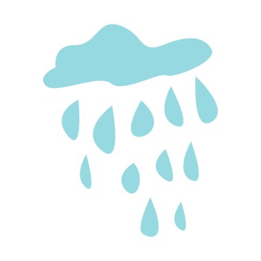 bulut ve yağmur. Beyaz bir arka plan üzerinde vektör çizim