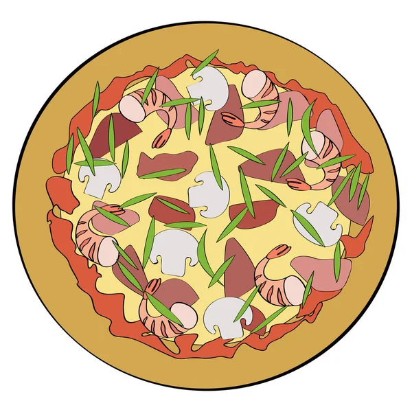 Pizza Vektor Illustrationon Vit Bakgrund — Gratis stockfoto