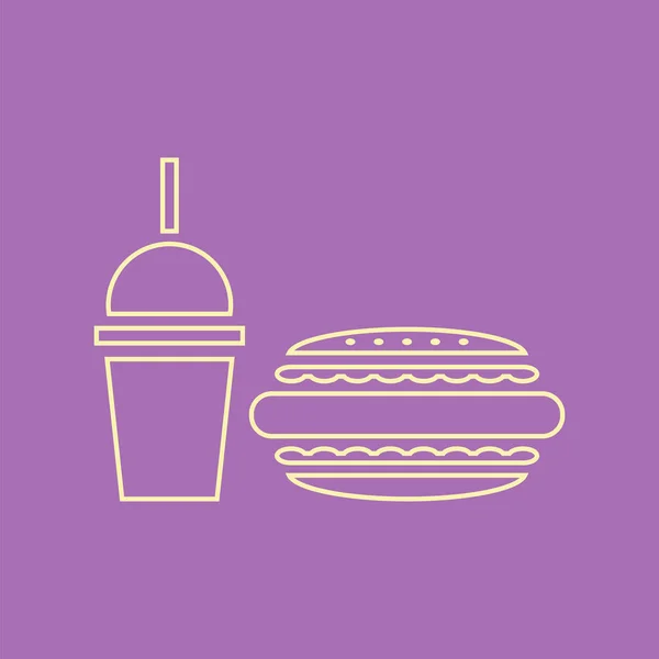 Hot Dog Und Sodawasser Fast Food Ikone Vektorillustration — Stockvektor