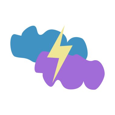 Gök gürültüsü ve şimşek simgesi. Vektör çizim