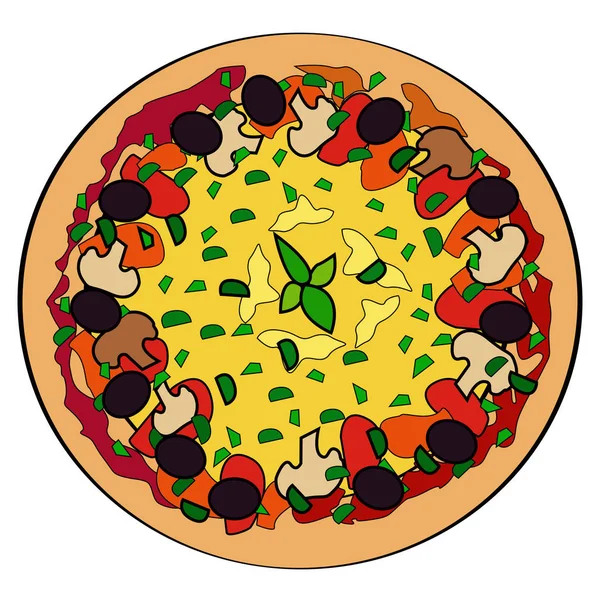 Pizza Vektorillustration Vit Bakgrund — Gratis stockfoto