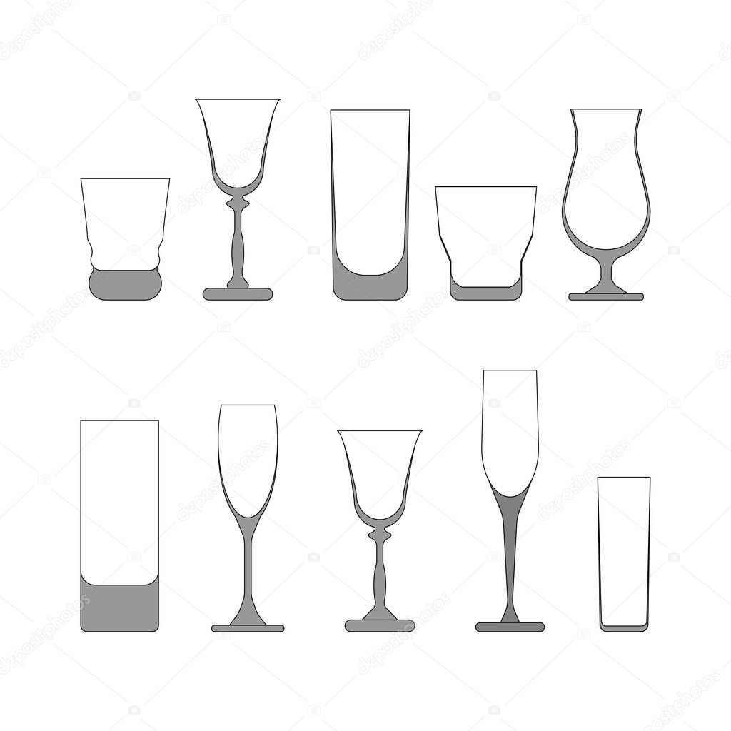 wine glasses set. vector illustration on white background