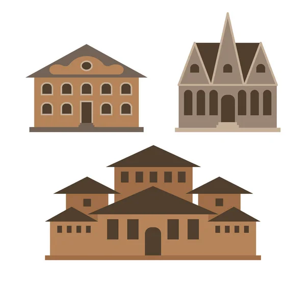 Varios Edificios Ilustración Vectorial Sobre Fondo Blanco — Vector de stock