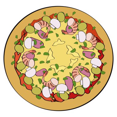 peynirli pizza. Beyaz arka plan üzerinde vektör çizim