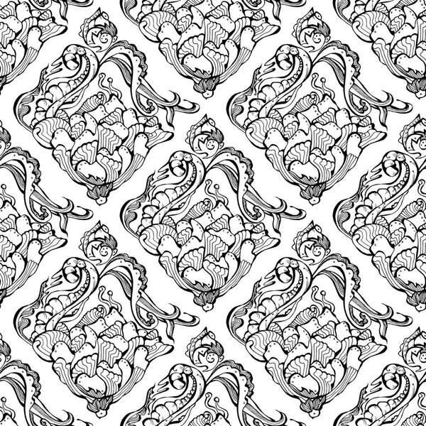 Бесшовная Текстура Элементов Растения Ручная Векторная Иллюстрация — стоковый вектор