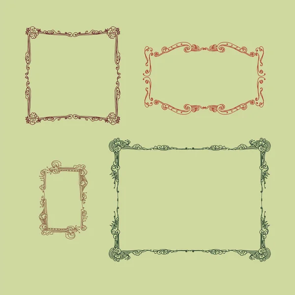 一套装饰复古彩色框架 手绘向量例证 — 图库矢量图片