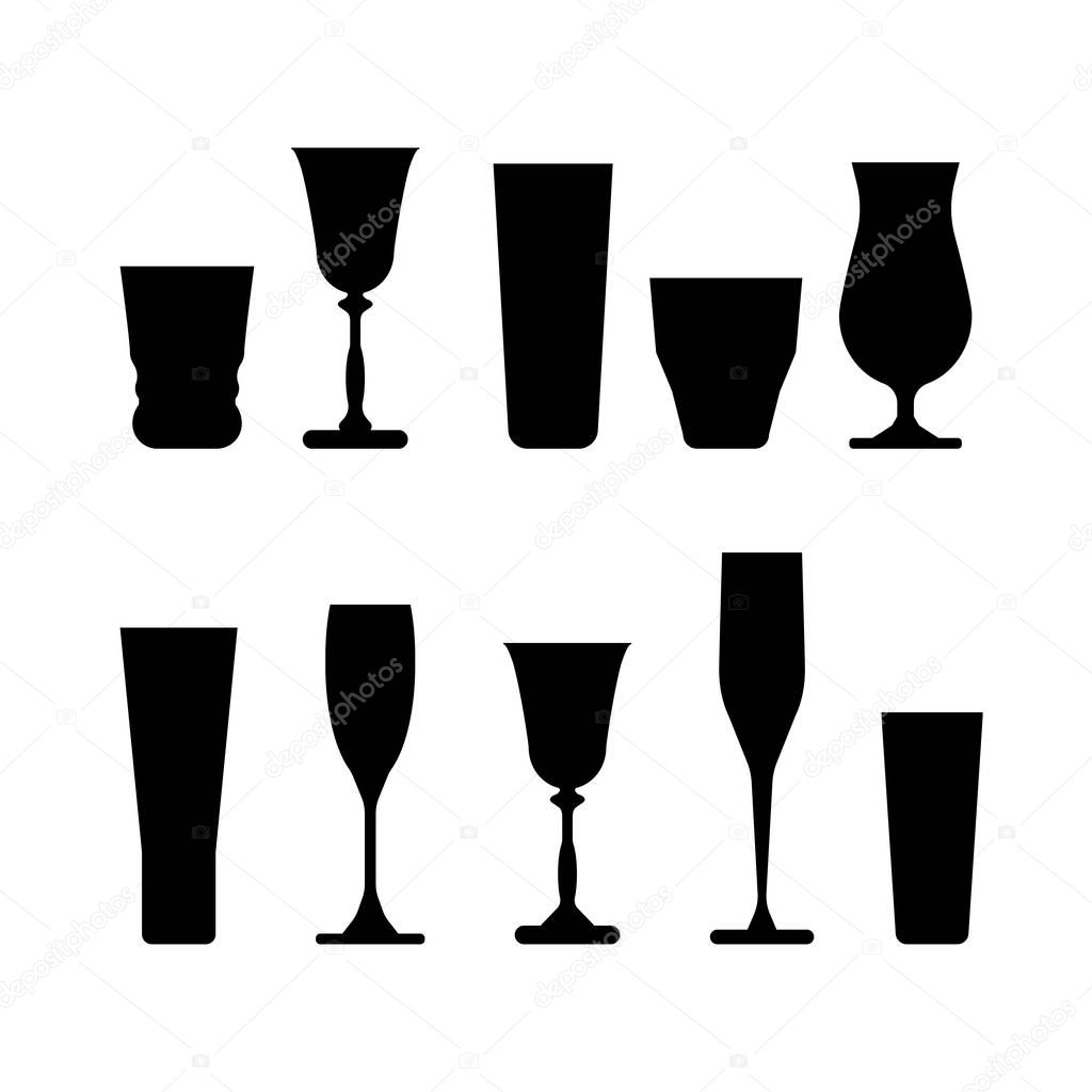 set of wine glasses. vector illustration on white background