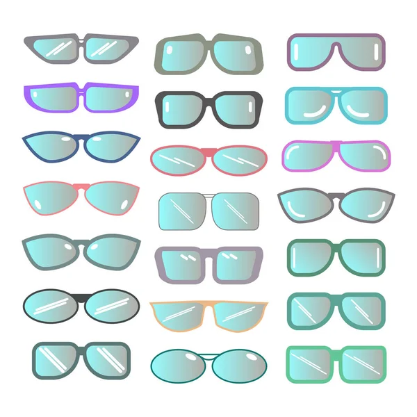 Set Glasses Multicolor Vector Illustration White Background — Stock Vector