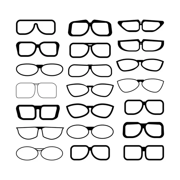 Conjunto Óculos Ilustração Vetorial Preto Branco — Vetor de Stock