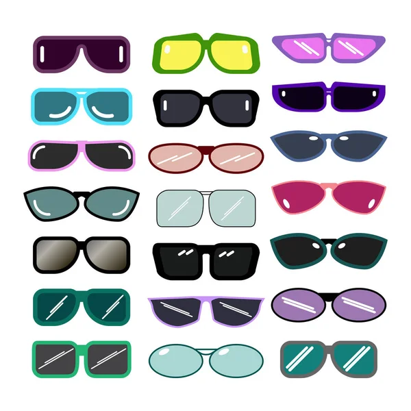 Juego Gafas Ilustración Vectorial Multicolor Sobre Fondo Blanco — Vector de stock