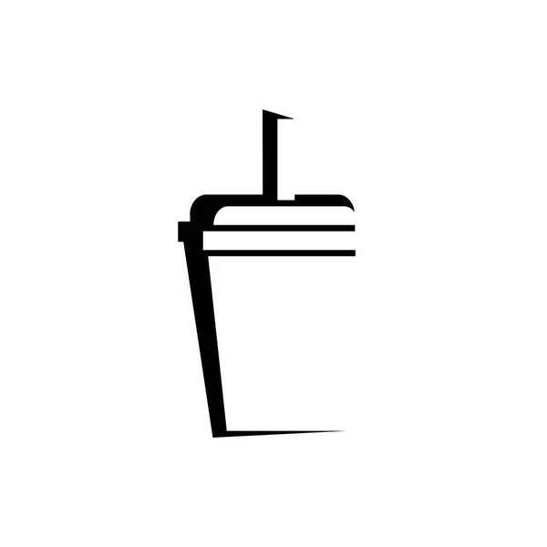 Drinken Van Beker Fastfood Vector Pictogram Witte Achtergrond — Stockvector