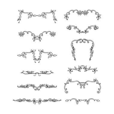 Çizilmiş tasarım öğeleri kümesi. vektör çizim