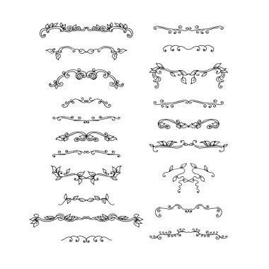 Çizilmiş tasarım öğeleri kümesi. vektör çizim
