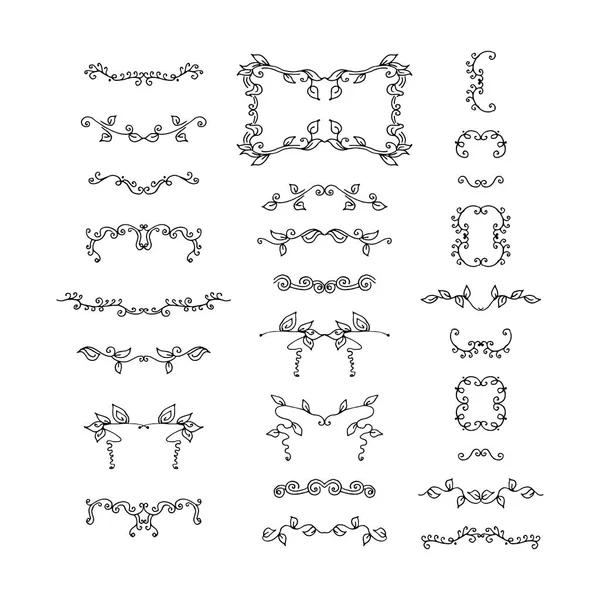 Juego Elementos Diseño Dibujados Mano Ilustración Vectorial — Archivo Imágenes Vectoriales