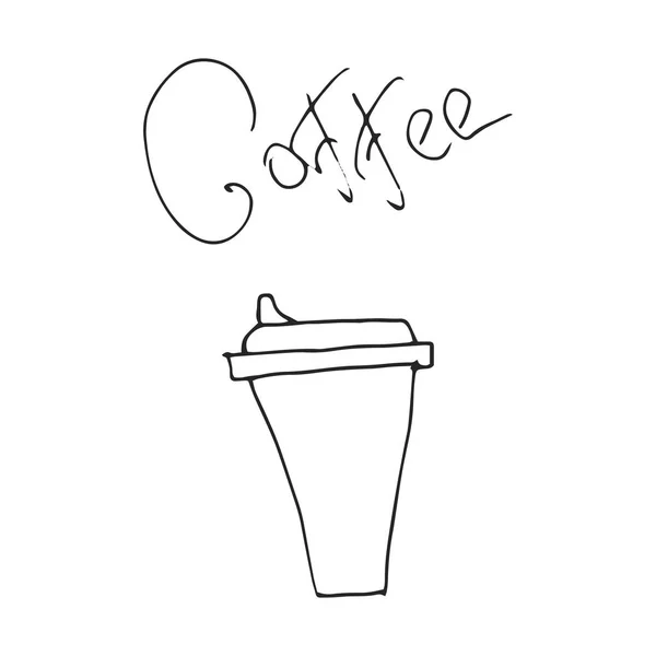 Filiżankę Kawy Ilustracja Wektorowa Czarno Biały Pąk — Wektor stockowy