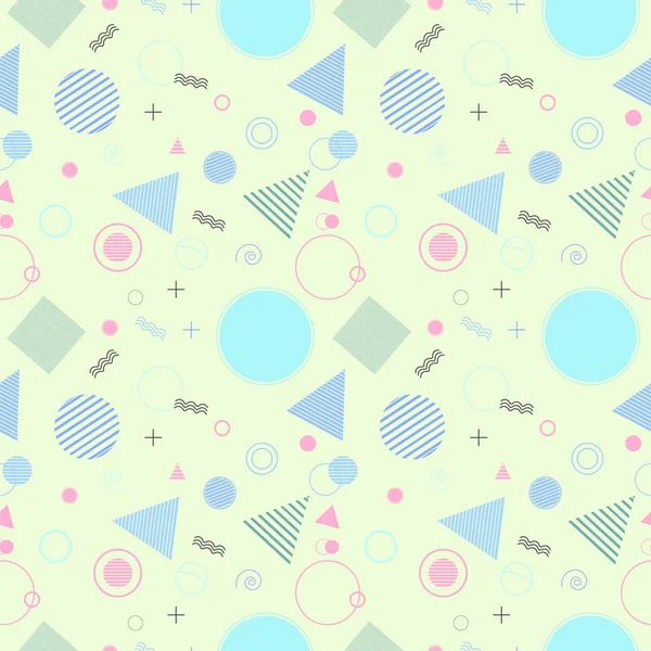 Geometrisches nahtloses Muster mit geometrischen Formen und Linien. Pastell Farbe Vektor Hintergrund — Stockvektor