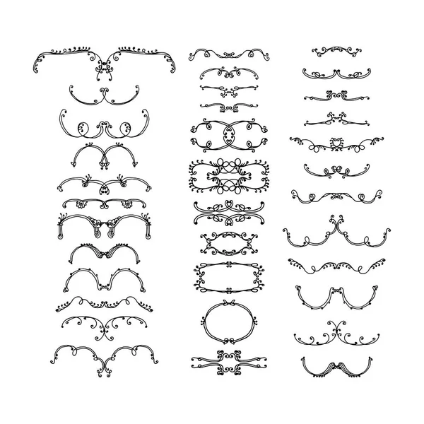 Serie Elementi Decorativi Illustrazione Vettoriale Disegnata Mano Sfondo Bianco — Vettoriale Stock