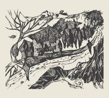 soyut kompozisyon. çizilmiş grafik vektör çizim