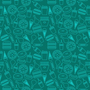 Fast food seamless modeli. Vektör çizim