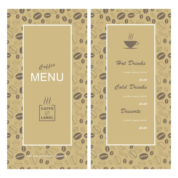 Menüvorlagen Design Für Café Kaffeehaus Vektorillustration — Stockvektor