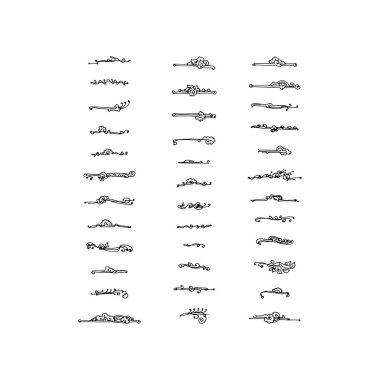 Çizilmiş dekoratif öğeler kümesi. Beyaz arka plan üzerinde vektör çizim.