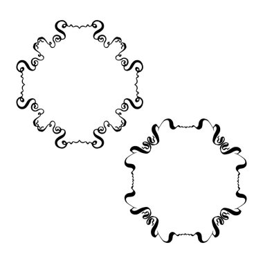 Dekoratif vintage çerçeve kümesi. mürekkep ve fırça elle çizilmiş vektör